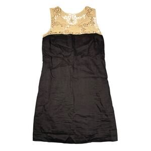 LOFT Black and Tan Lace Dress